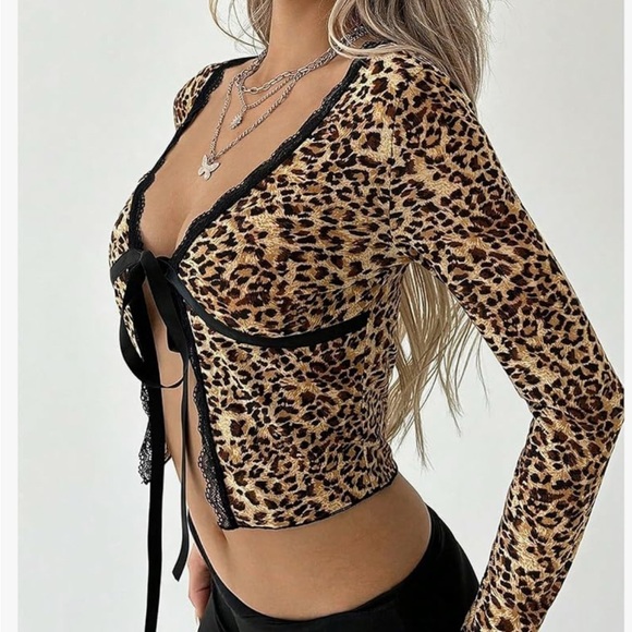 Leopard Animal Cheetah Print Long Sleeve Top - Picture 1 of 4